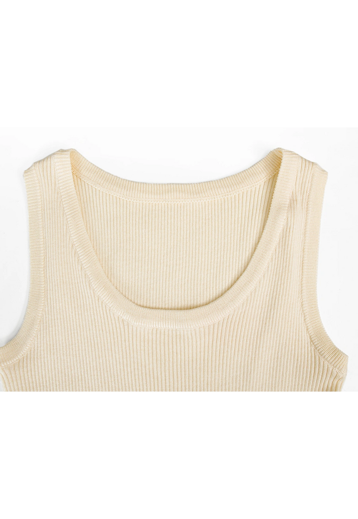 Women's Ribbed Knit Sleeveless U-Neck Tank Top