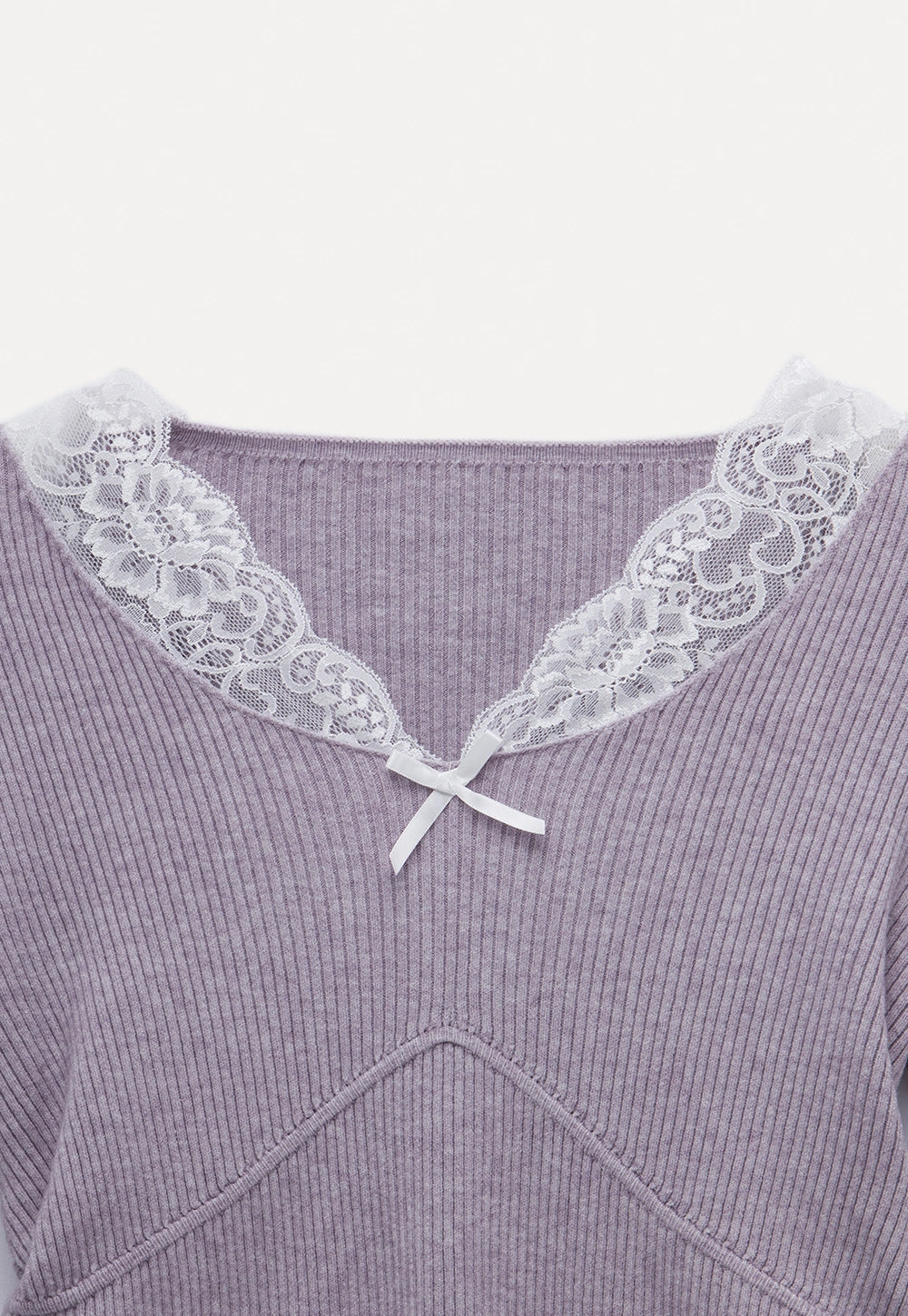 Women's V-Neck Long Sleeve Lace Trim Top