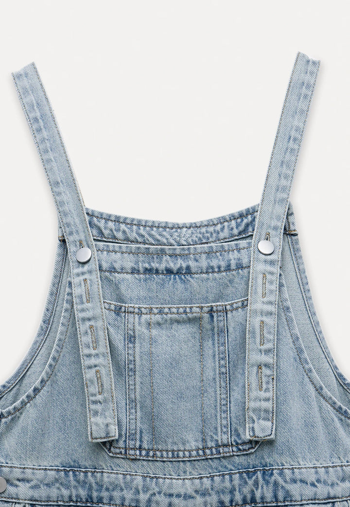 Straight-Leg Loose Fit Denim Overalls