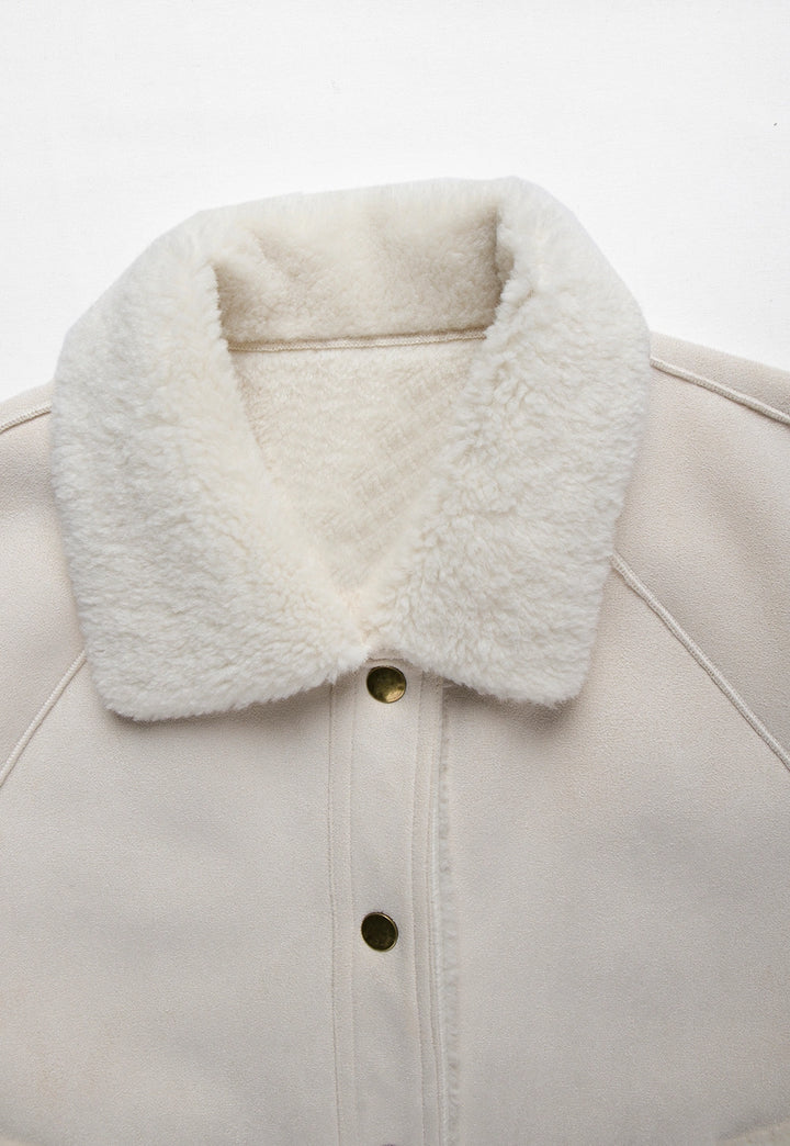 Women's Faux Suede Shearling Cropped Jacket