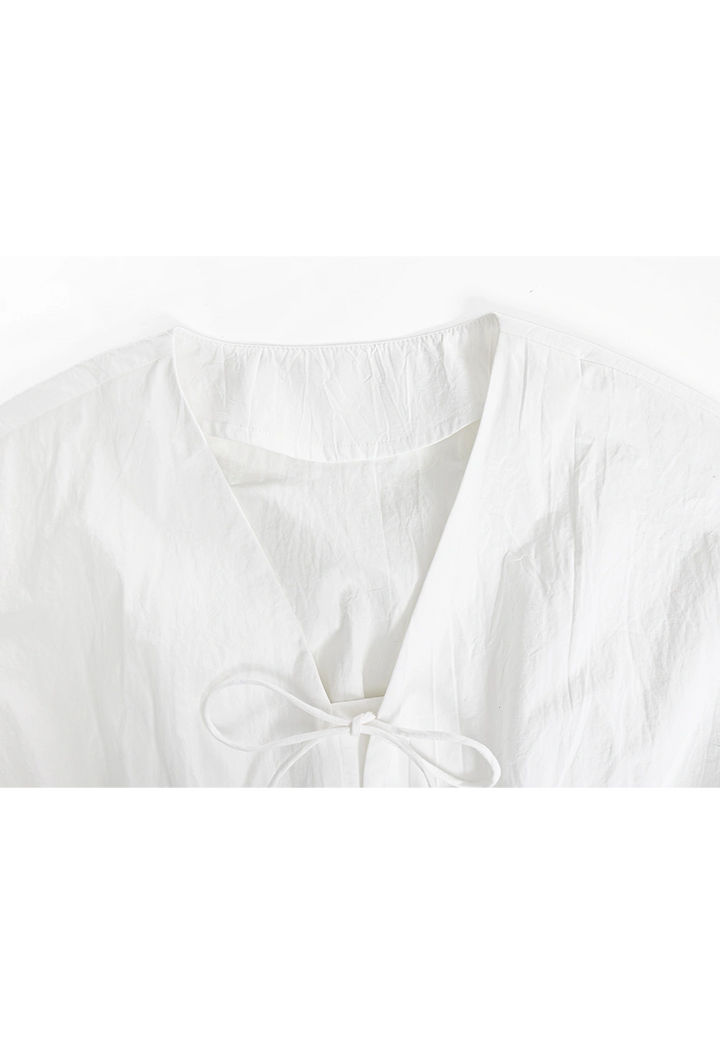 Women's White Bow-Tie Front Blouse