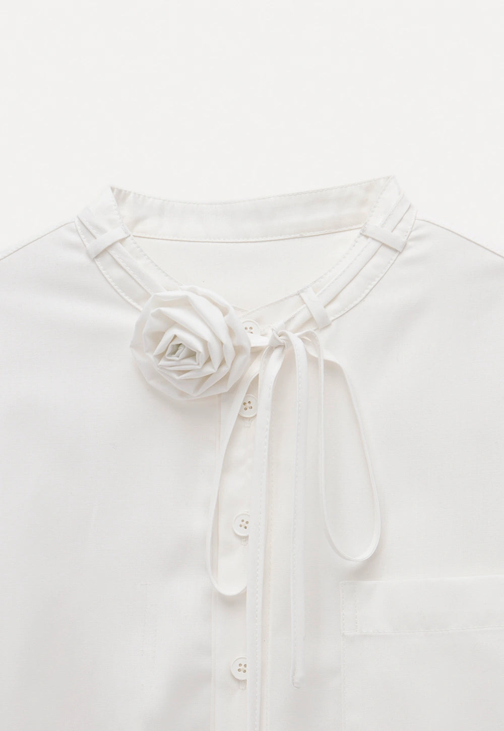 Women's White Long-Sleeve Button-Up Shirt