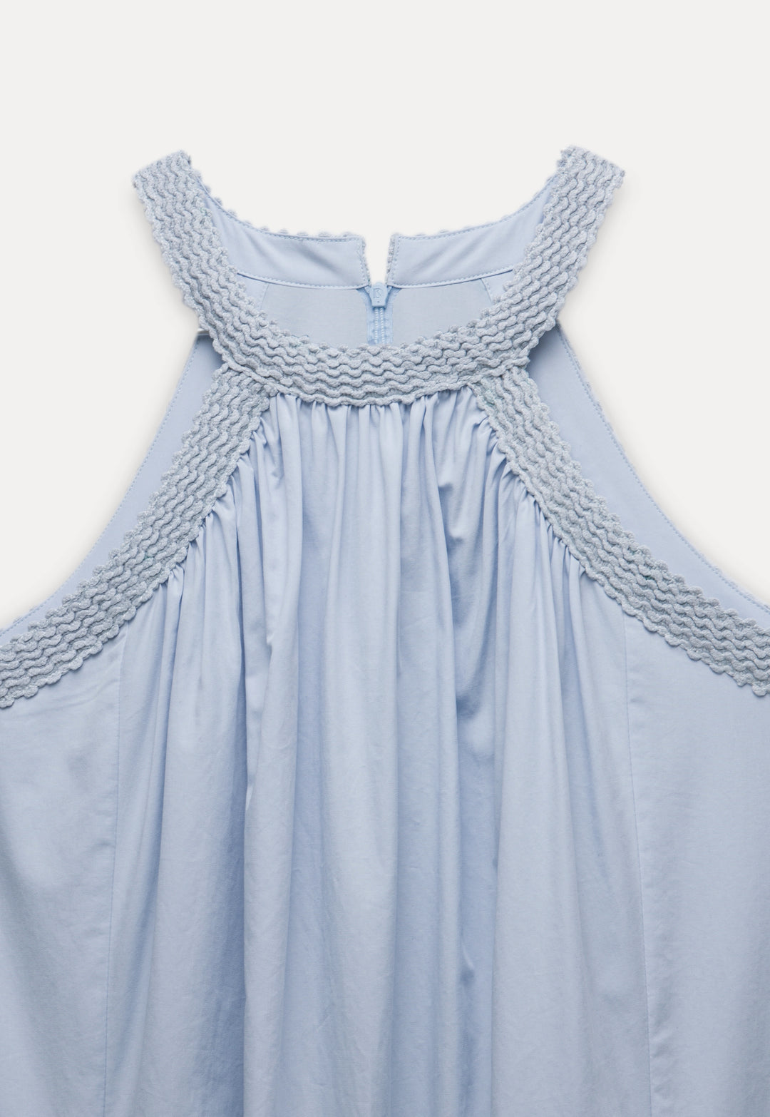 Women's Light Blue Smocked Neckline Sleeveless Dress