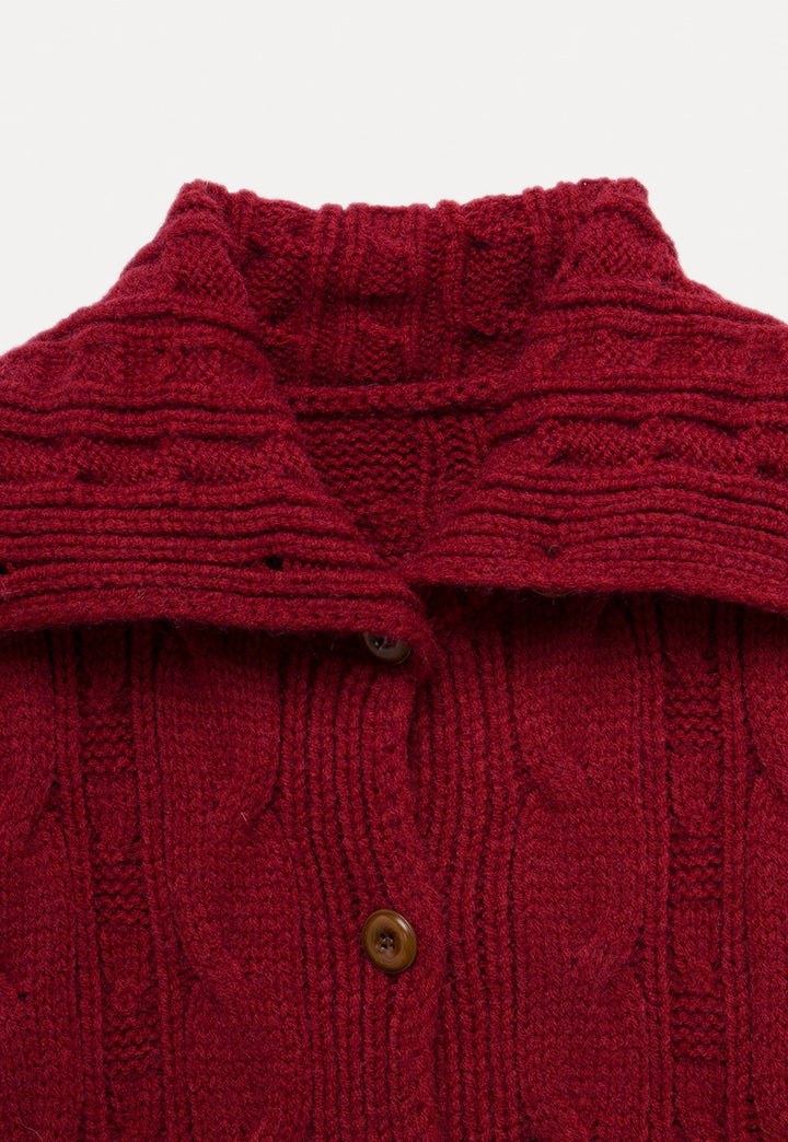 Women's High Neck Cable Knit Cardigan