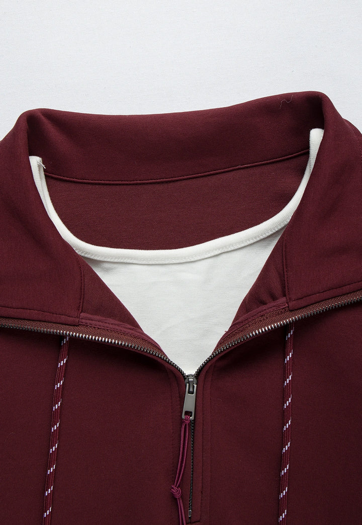 Half-Zip Pullover with Contrast Drawstrings