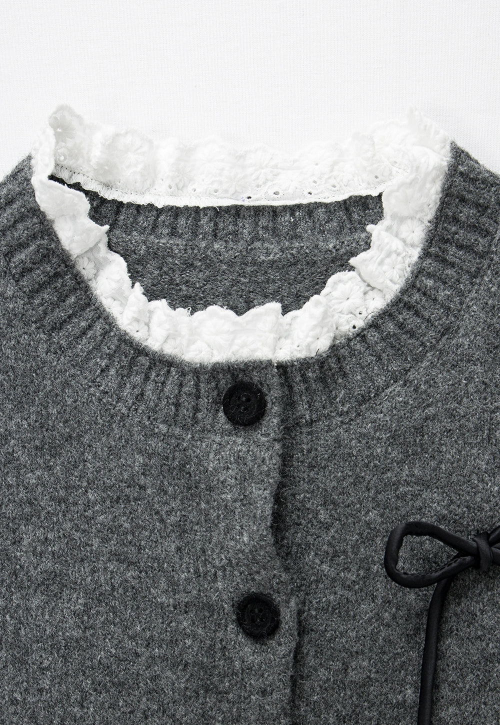 Frill Collar Bow-Detail Cardigan