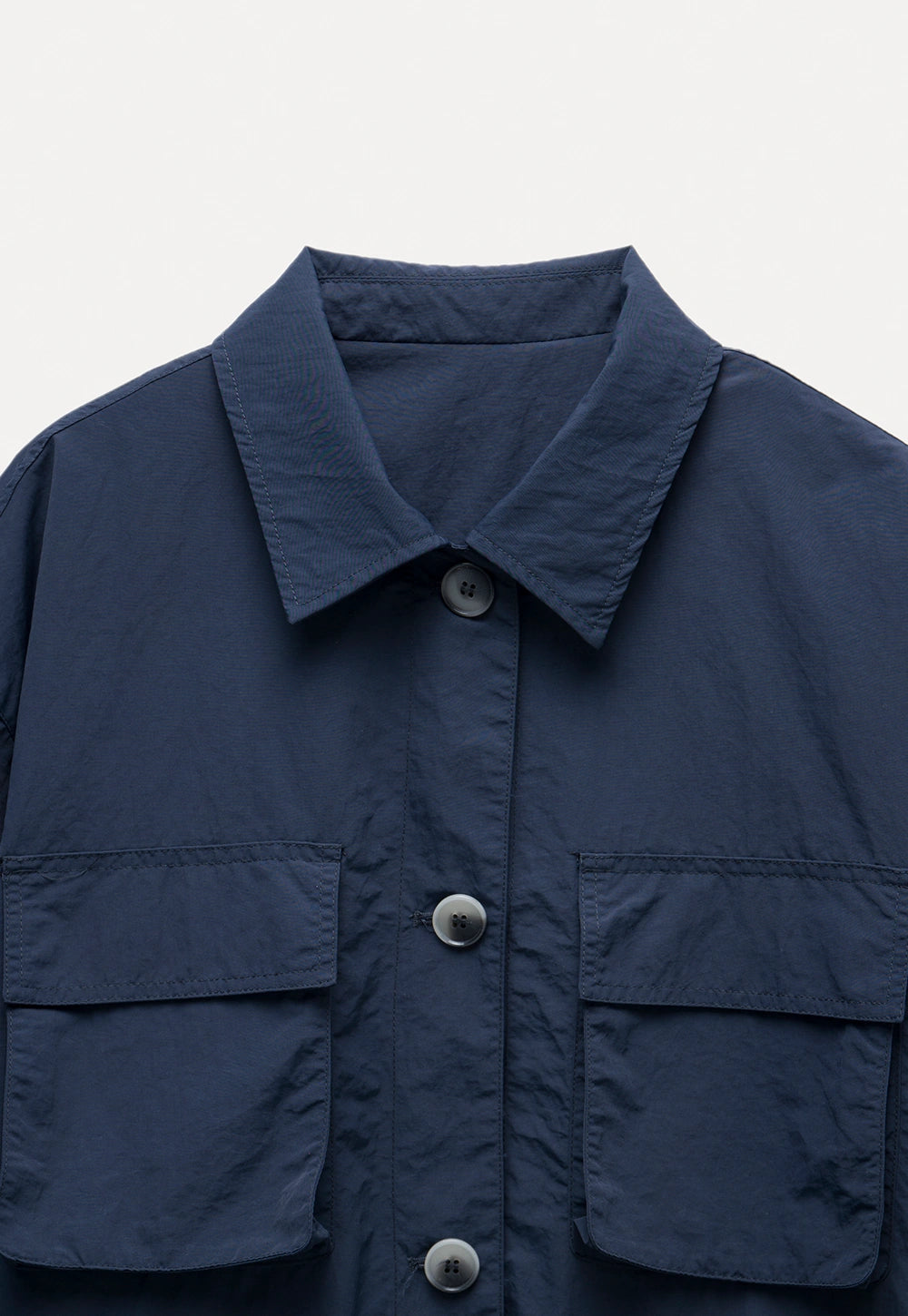 Utility-Inspired Navy Jacket with Drawstring Pockets