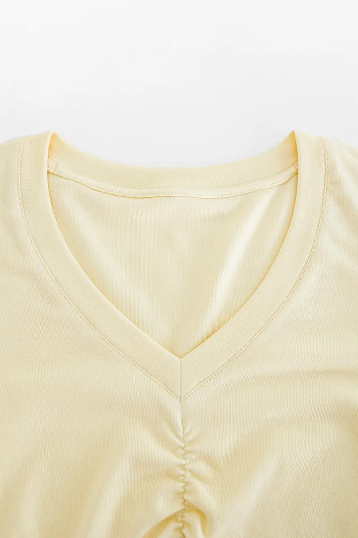 Versatile Ruched V-Neck Top - Effortless Elegance for Any Occasion