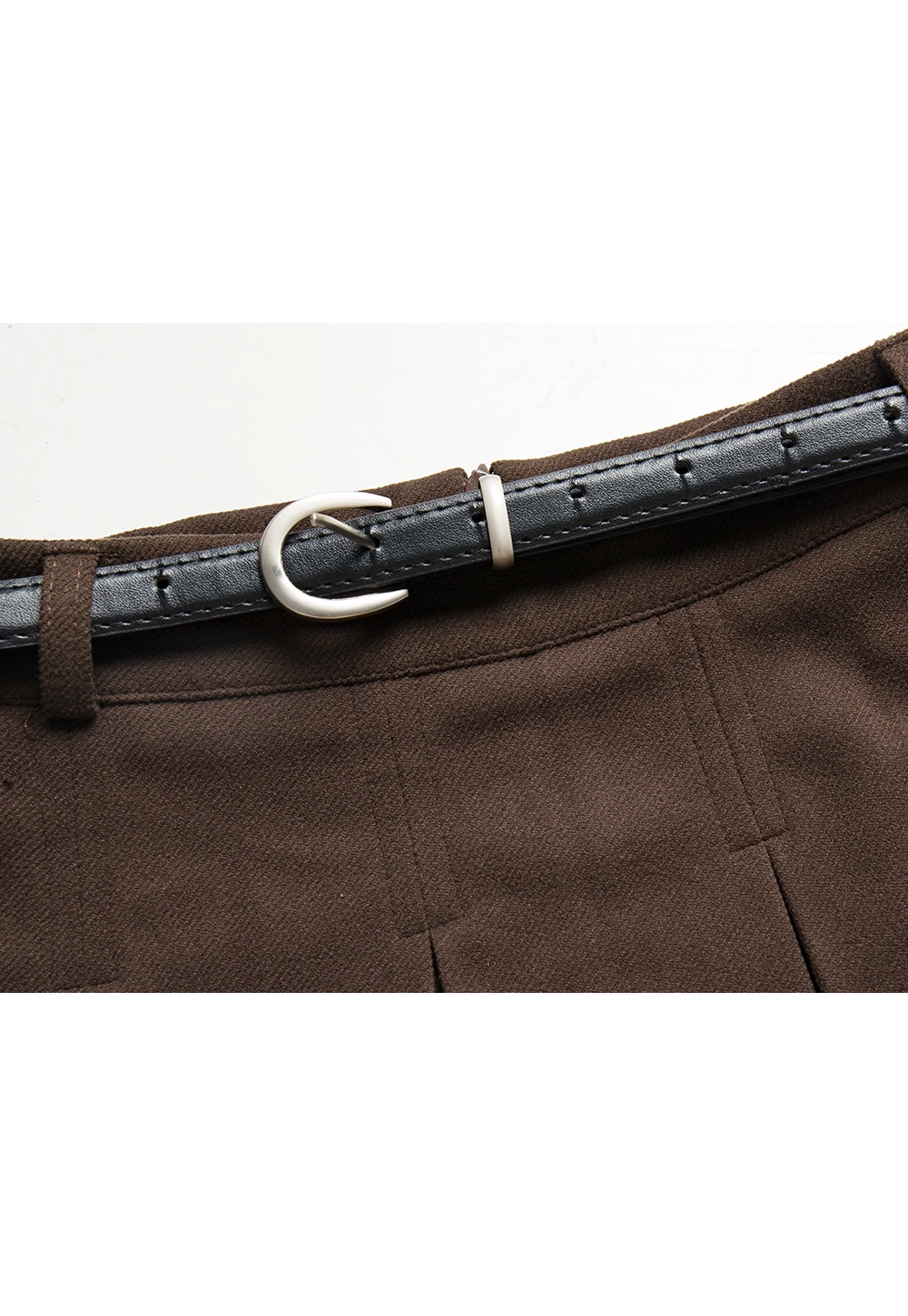 Women's Pleated Midi Skirt with Belt
