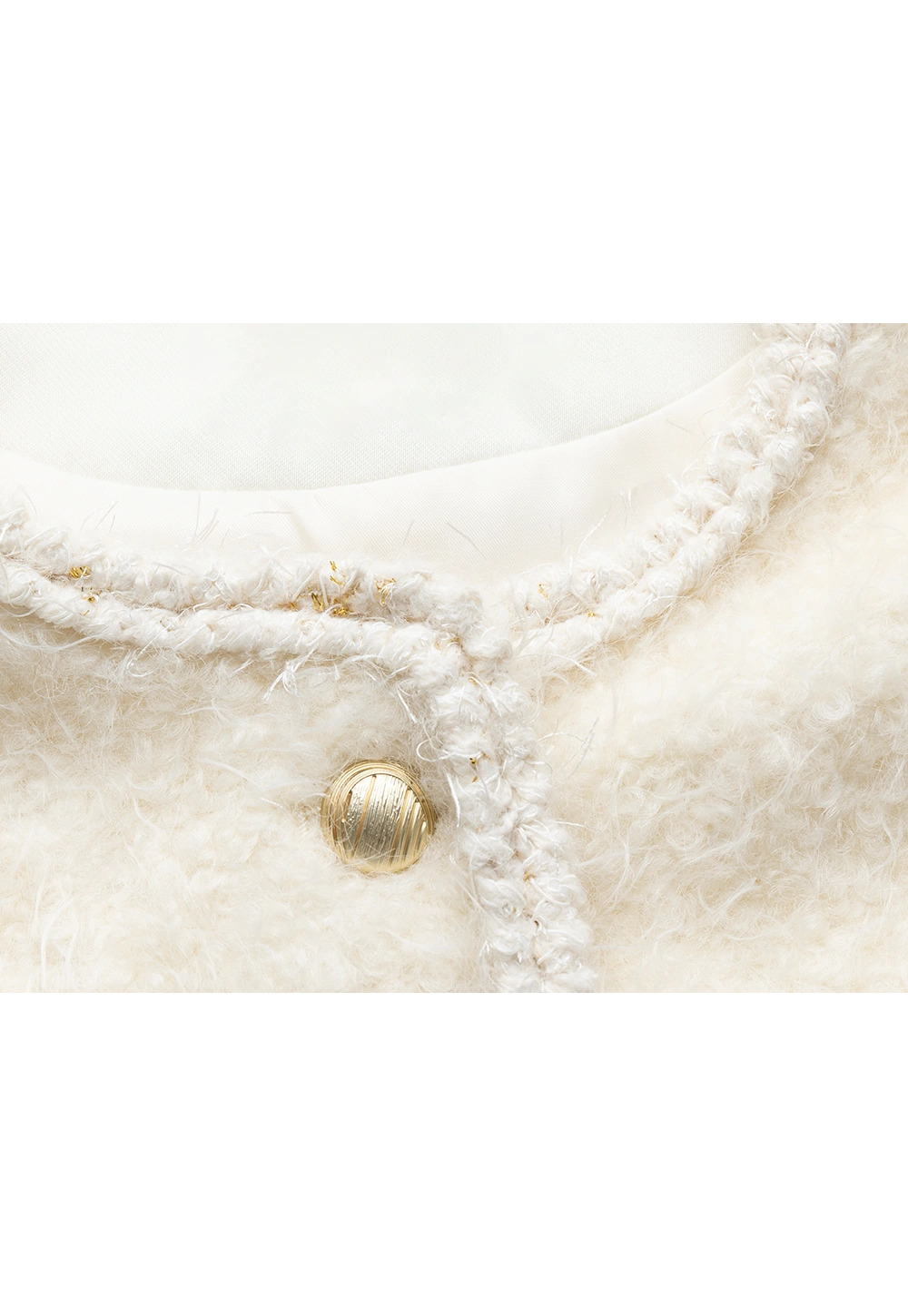 Ärmellose Damenweste aus Wollmischung mit Fransentaschen und goldenen Knopfdetails