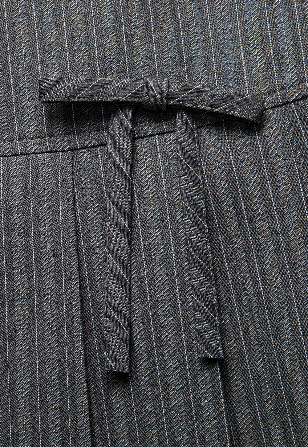 Pinstriped Pleated Skirt with Bow Detail