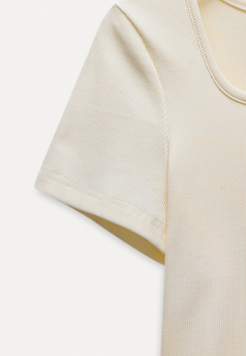 Square-Neck Ribbed Cropped T-Shirt