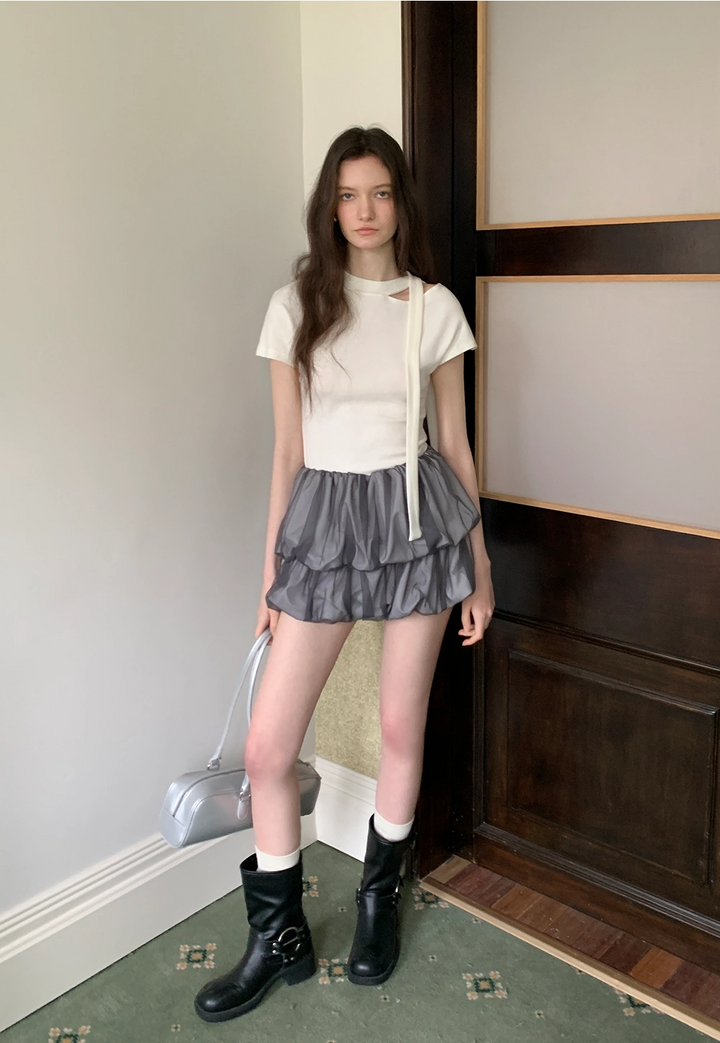 Layered Ruffle Organza Mini Skirt