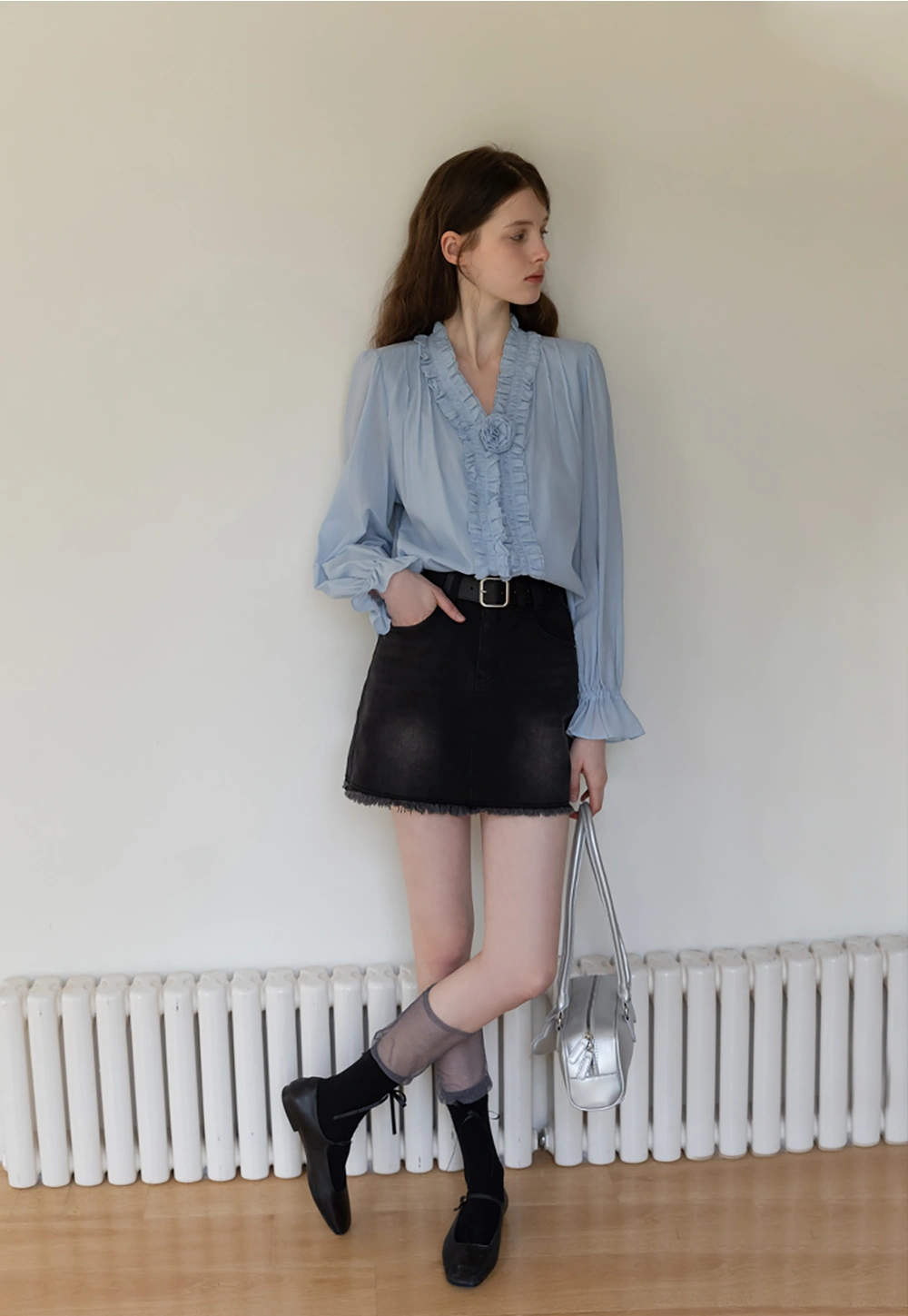 Women's Denim Skirt with Black Belt