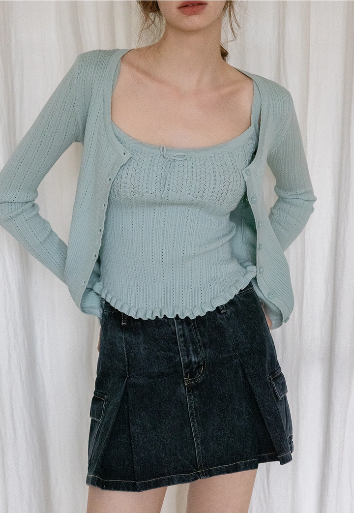 Cozy Knit Cardigan and Camisole Set