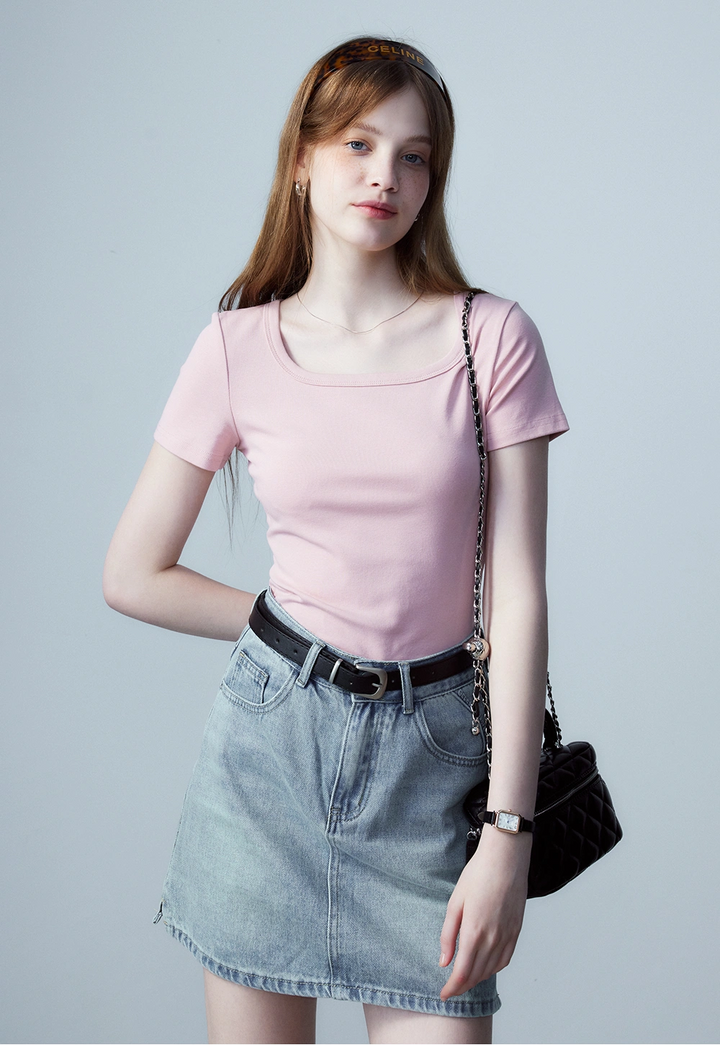 Women's Short Sleeve Fitted Crop Top