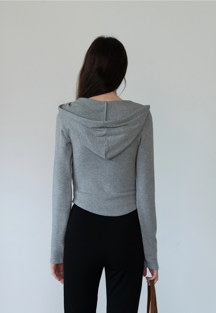 Color-Block Faux Two-Piece Waist-Cinching Hoodie