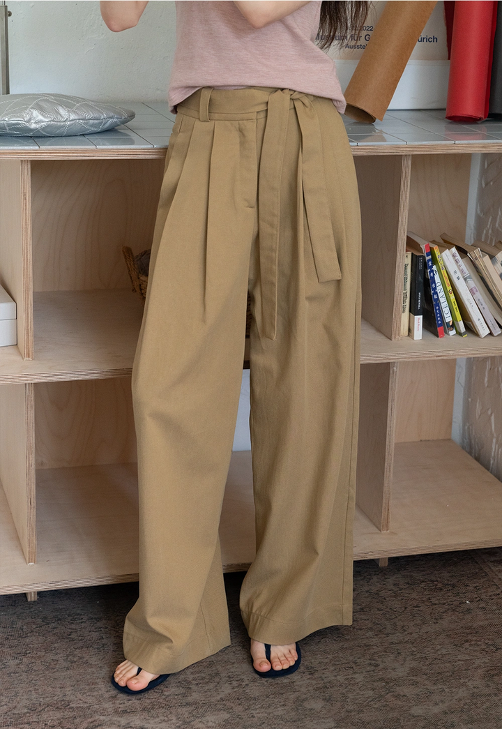 Wide-Leg Trousers with Belted Waist