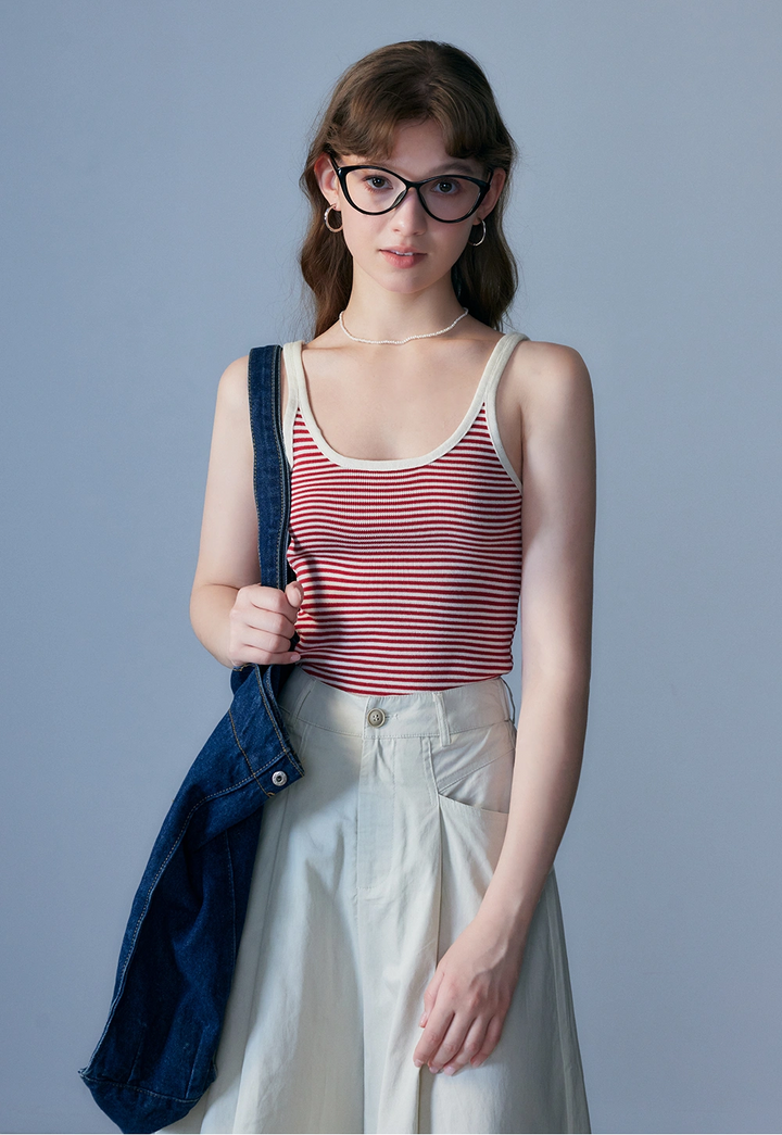 Red and White Striped Camis