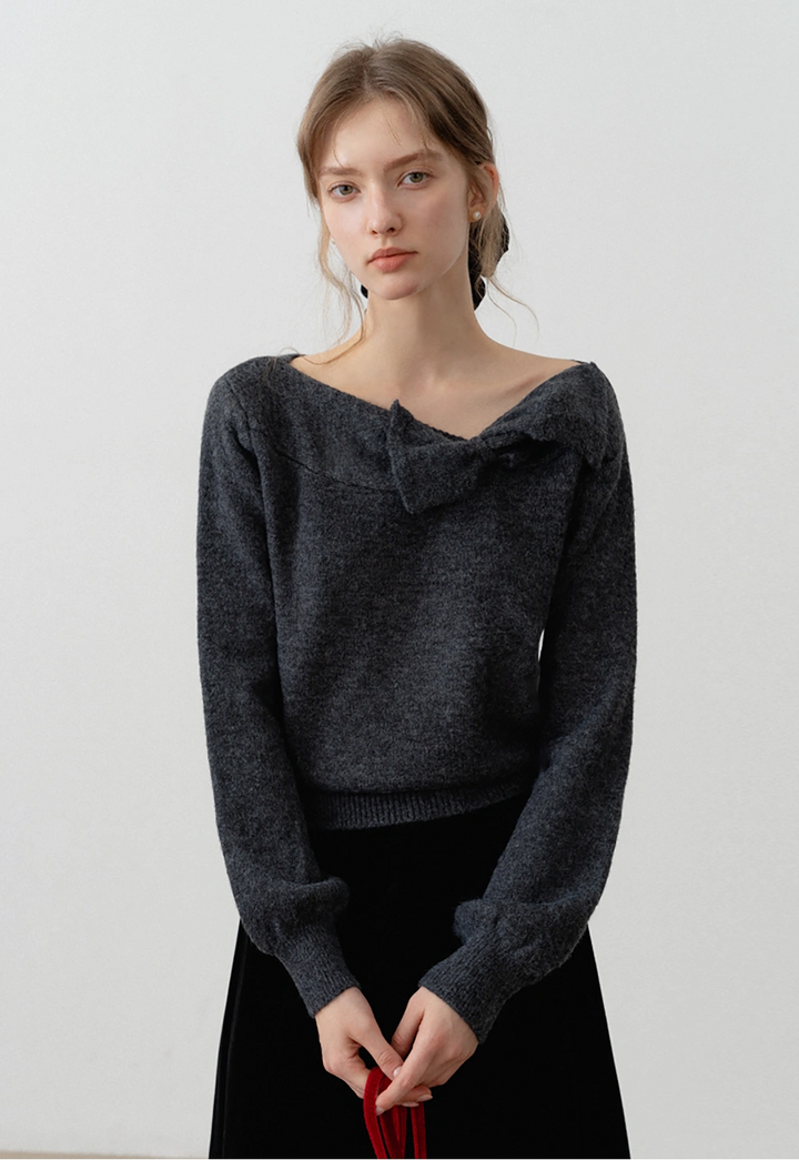 Women's Off-Shoulder Bow Tie Sweater