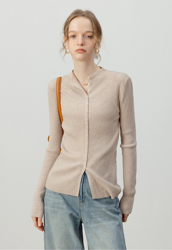 Women's Ribbed Button-Up Cardigan