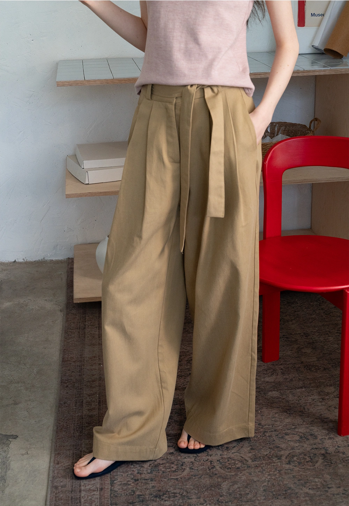 Wide-Leg Trousers with Belted Waist