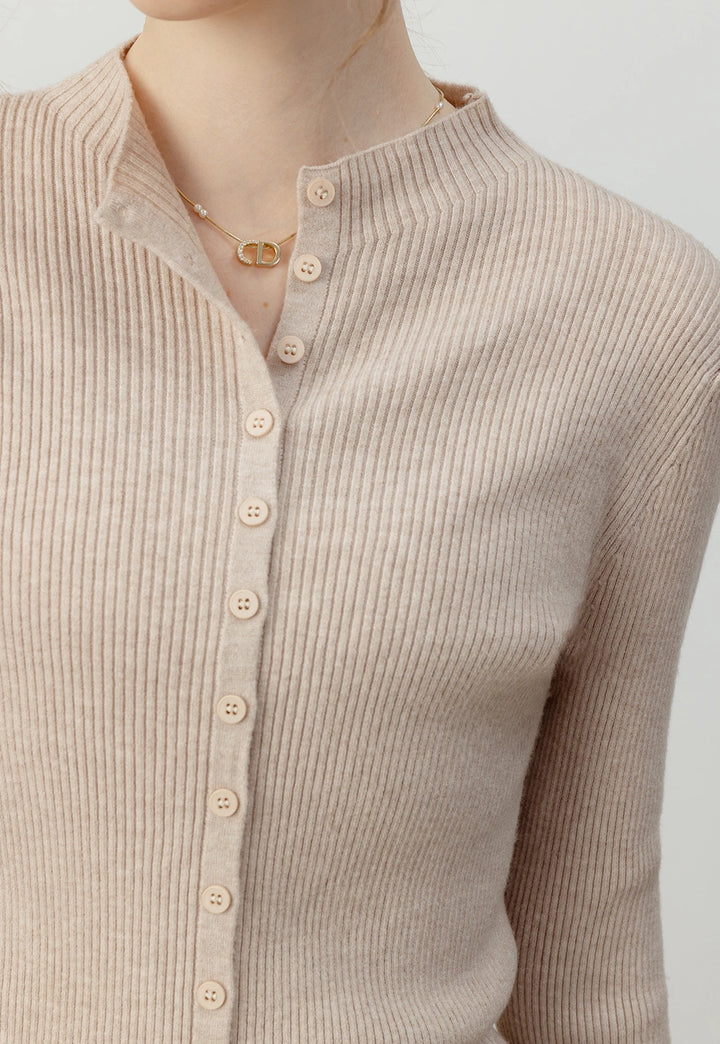 Women's Ribbed Button-Up Cardigan