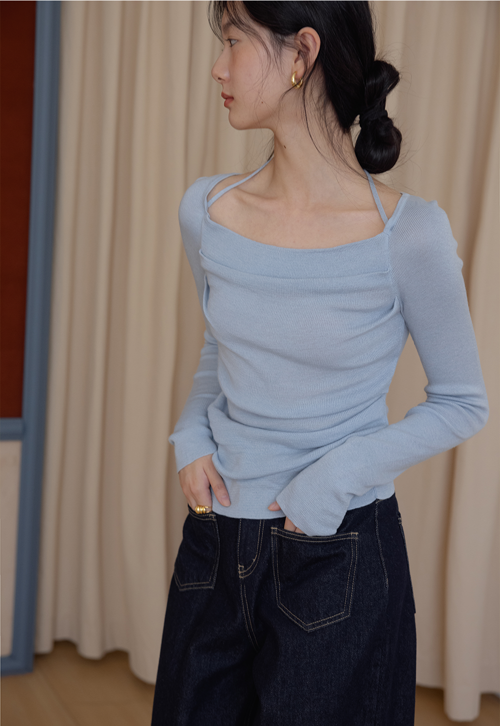 Chic Off-Shoulder Slim Fit Knit Top - Elegantly Casual