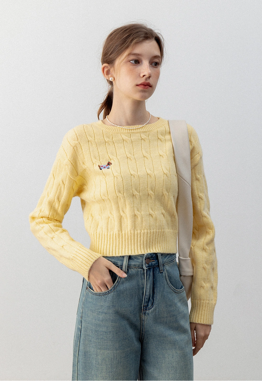 Cable Knit Cropped Sweater