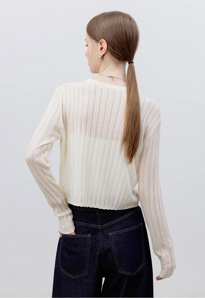 Women's Long-Sleeve Ribbed Knit Top