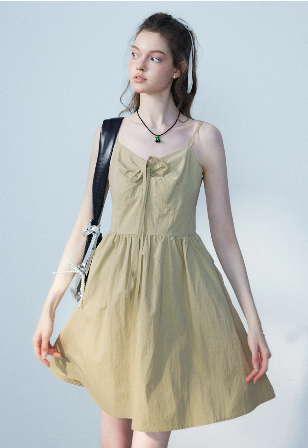 Summer Sundress with Tie Straps and Cinched Waist