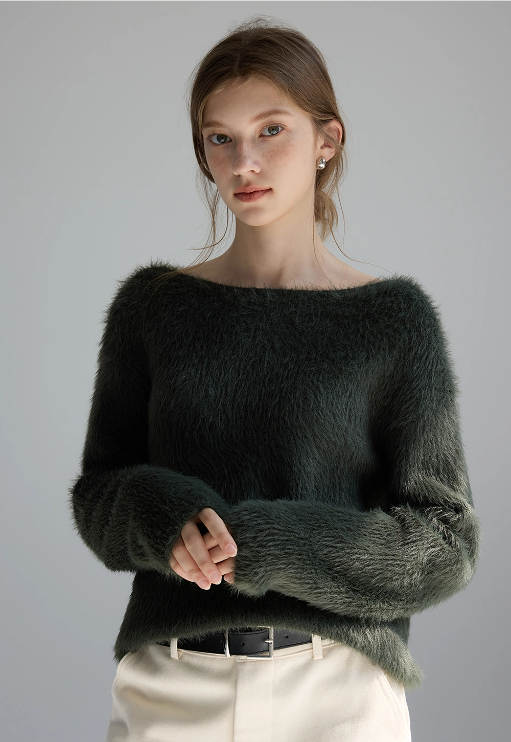 Women's Off Shoulder Faux Mink Sweater