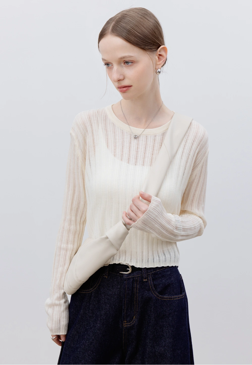 Women's Long-Sleeve Ribbed Knit Top