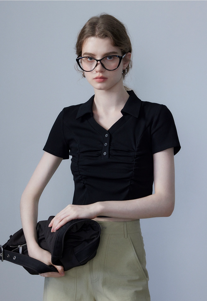 Women's Ruched Polo Shirt