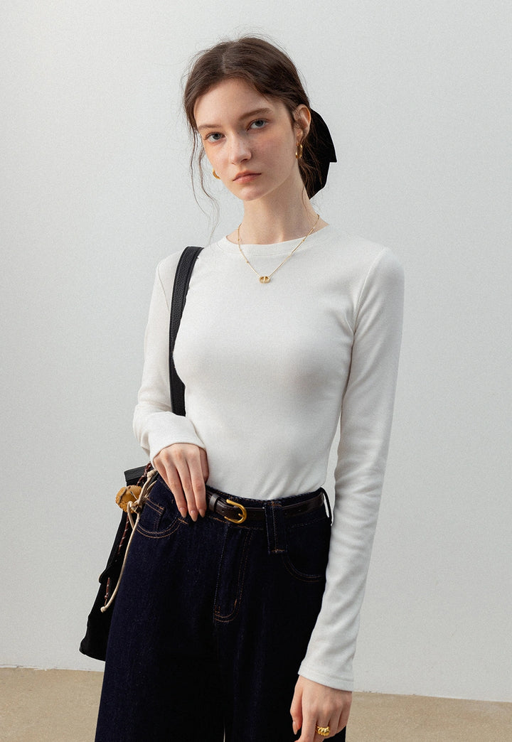 Women's Basic Long-Sleeve Cropped T-Shirt