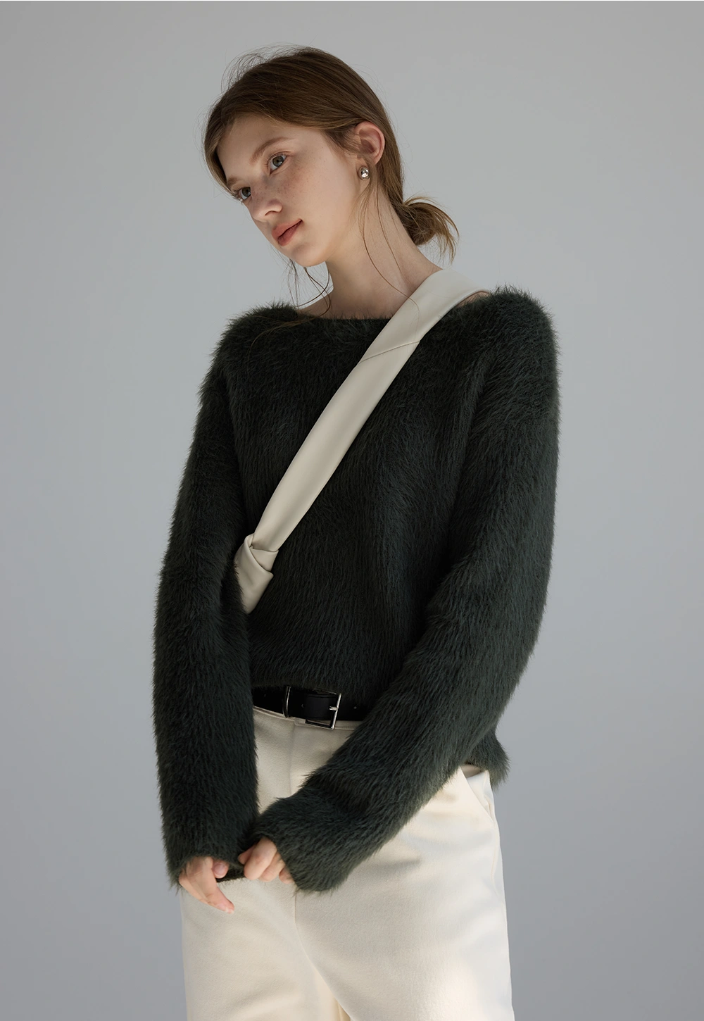 Women's Off Shoulder Faux Mink Sweater