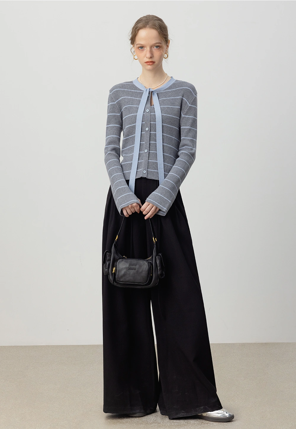 Wide-Leg Pleated Trousers with Belted Detail