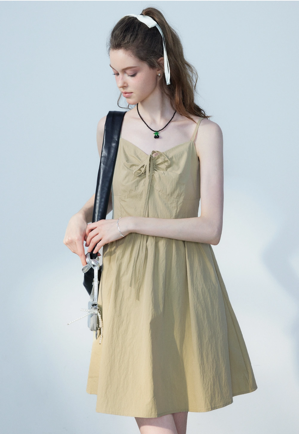 Summer Sundress with Tie Straps and Cinched Waist