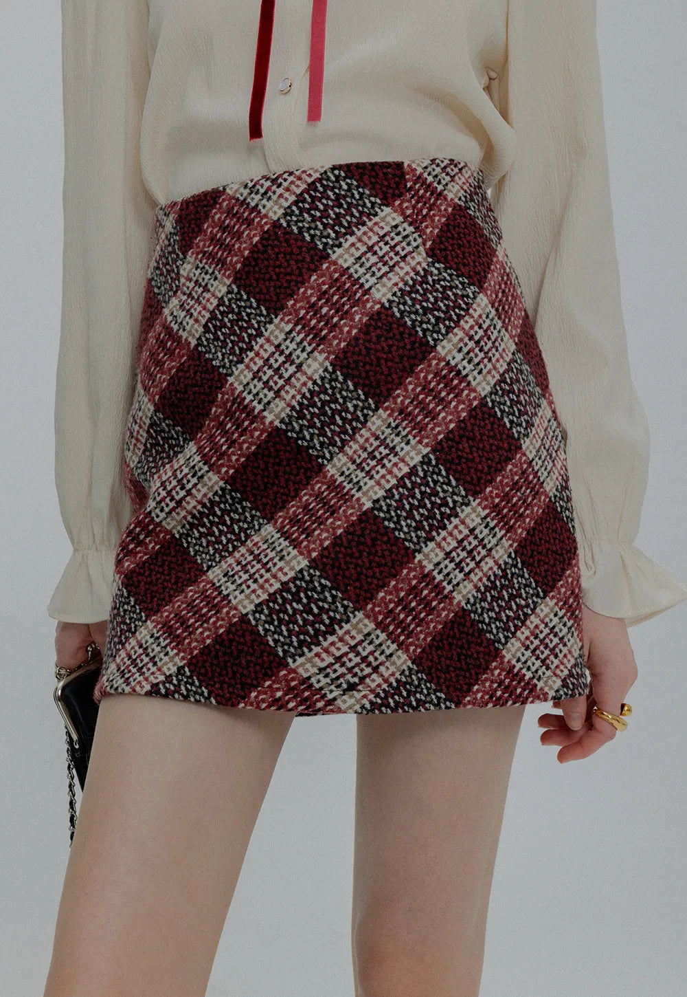 Women's Textured Checkered Mini Skirt