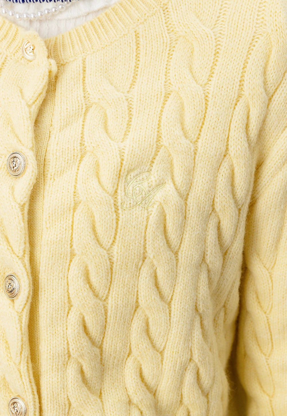 Cable Knit Cardigan with Gold Button Details