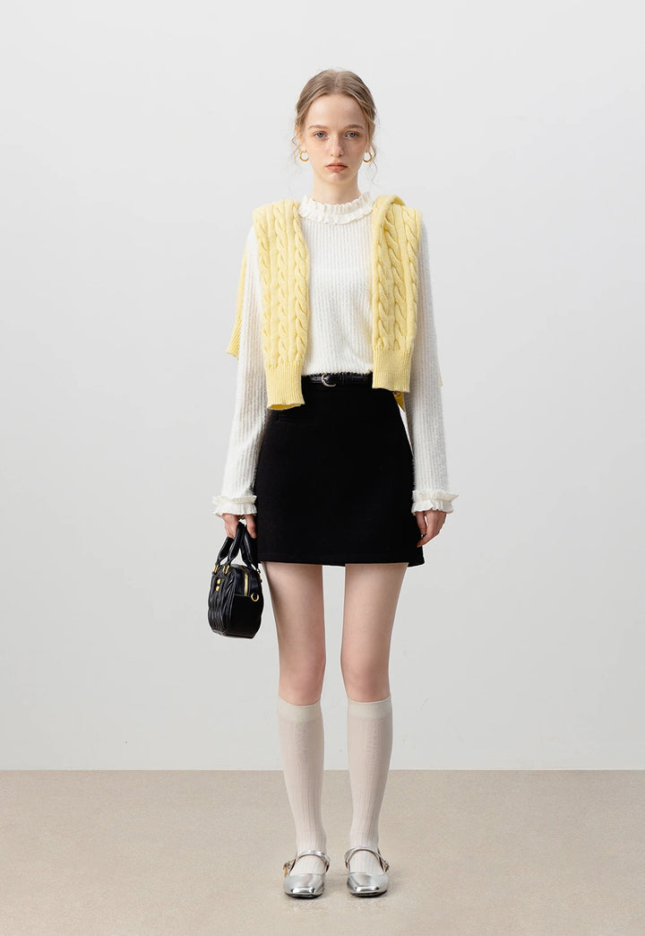 Cable Knit Cardigan with Gold Button Details