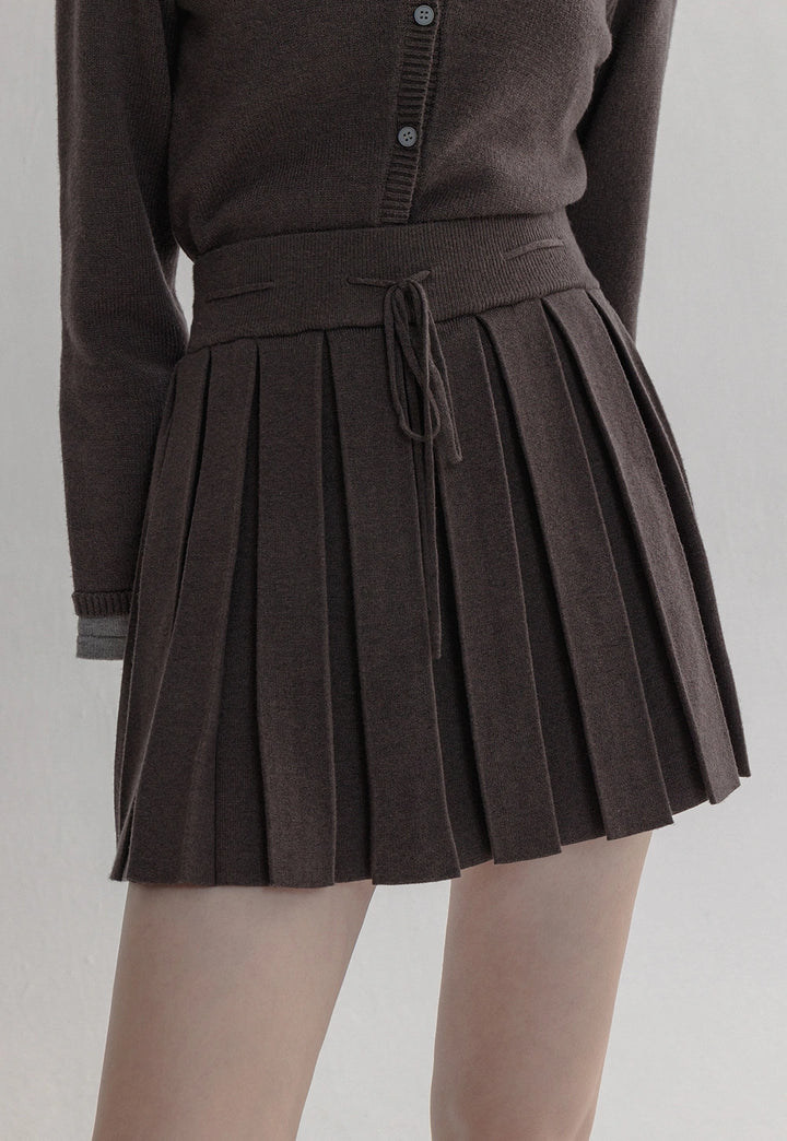 Women's Pleated Short Skirt with Drawstring Waist