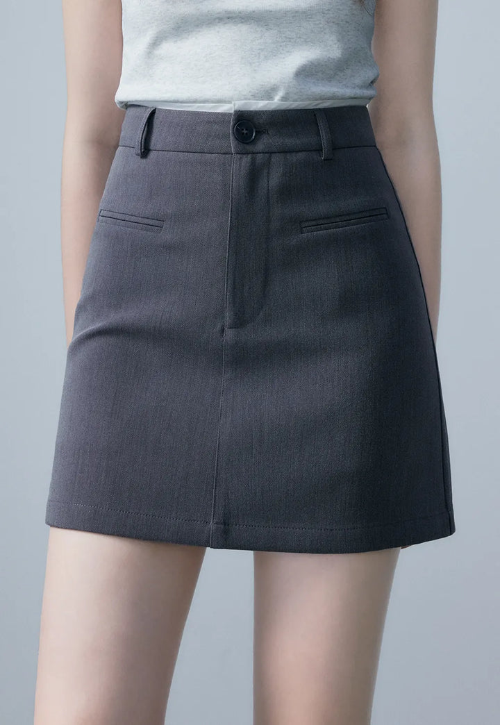 Mini Skirt Formal Wanita dengan Poket Depan