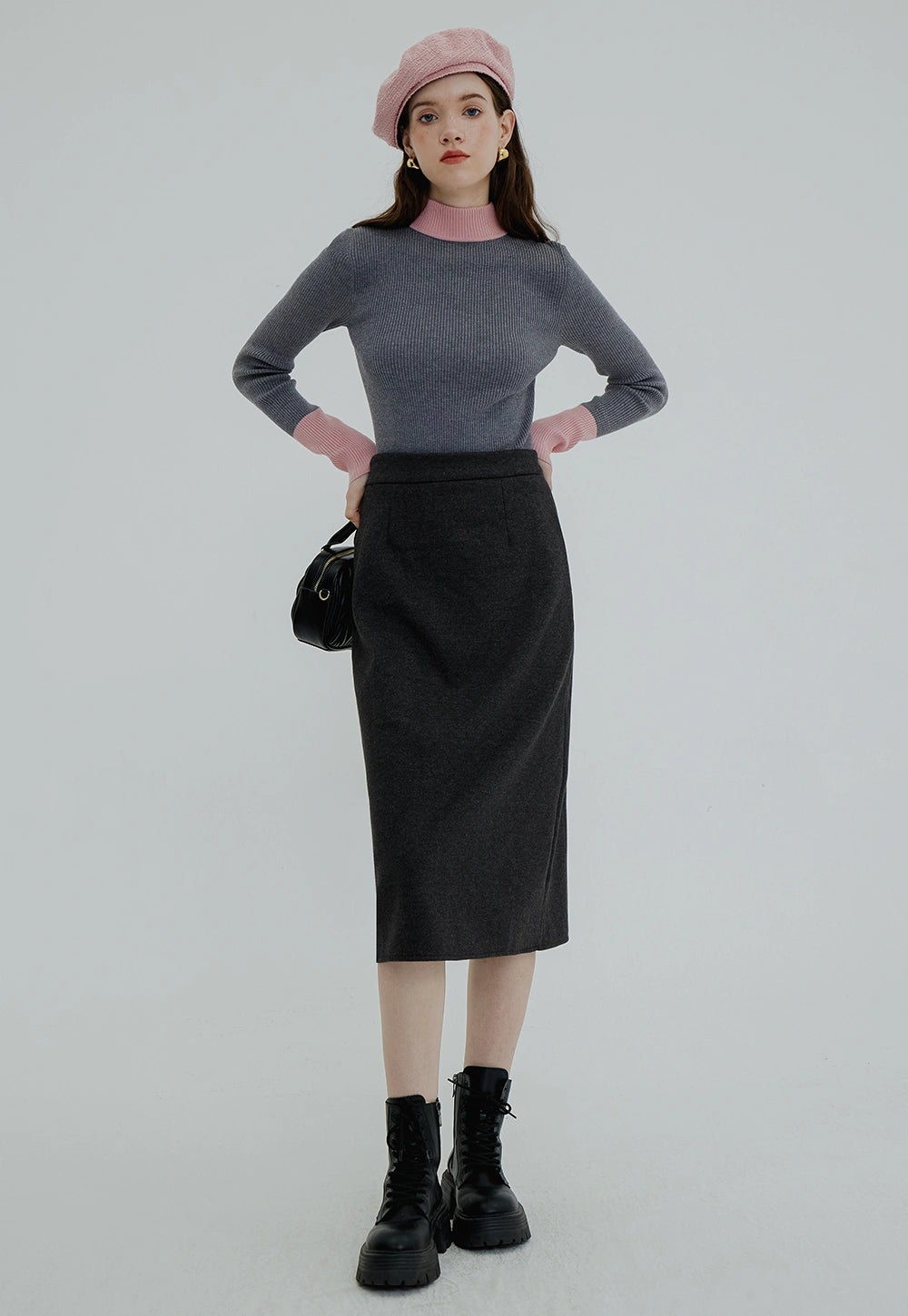 Women's Classic Tailored Midi Skirt with A-Line Cut