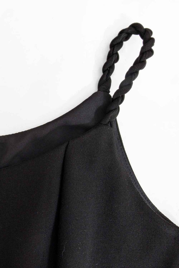 Robe trapèze noire élégante avec bretelles tressées - Tenue de soirée polyvalente