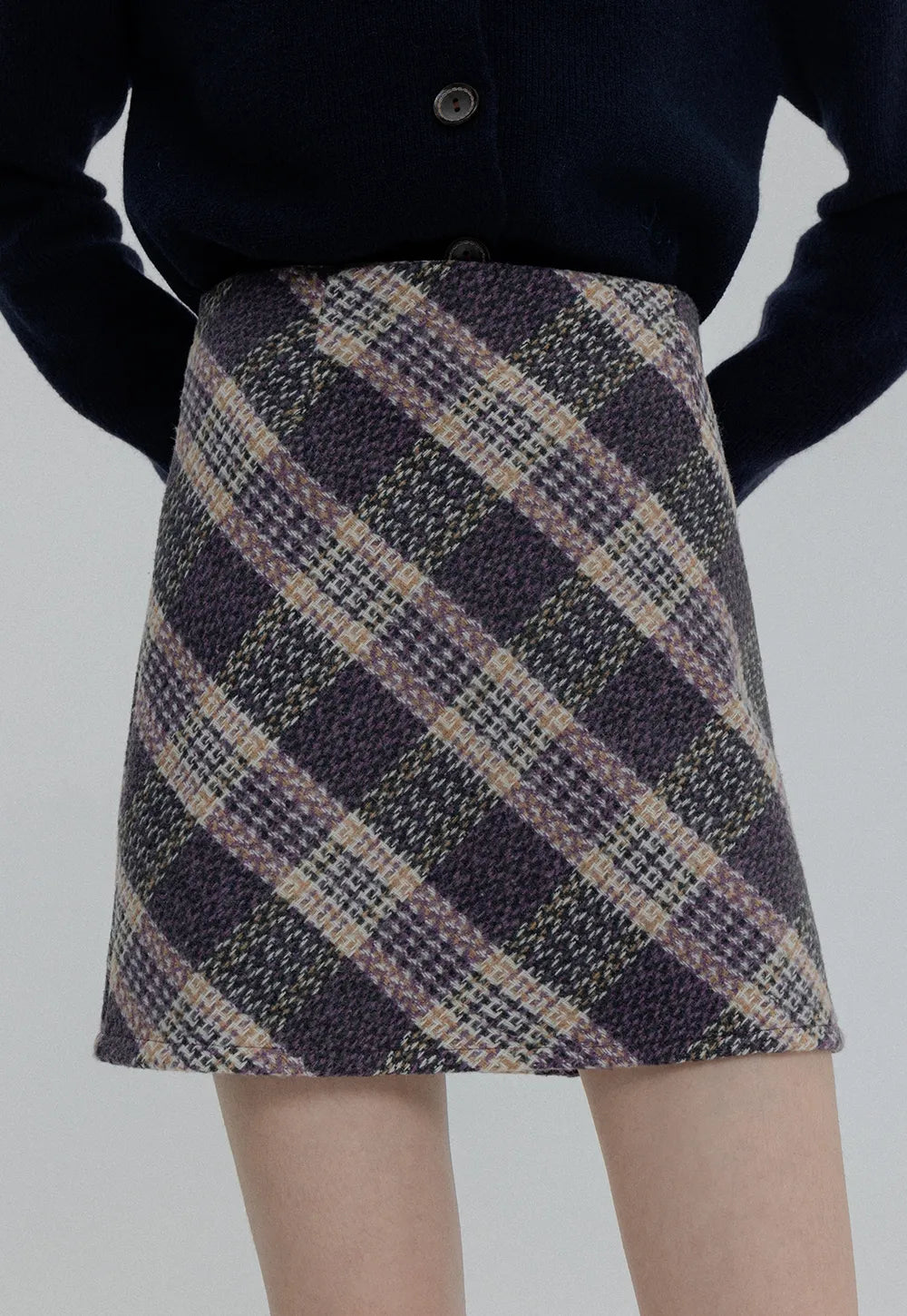 Women's Textured Checkered Mini Skirt