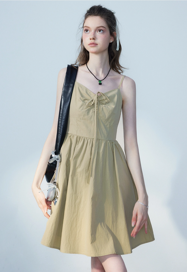 Summer Sundress with Tie Straps and Cinched Waist