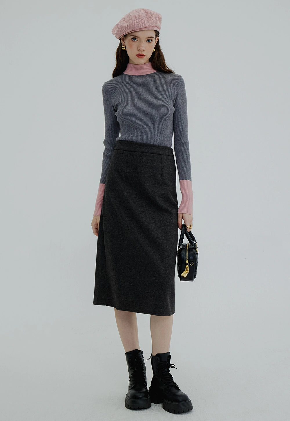 Women's Classic Tailored Midi Skirt with A-Line Cut