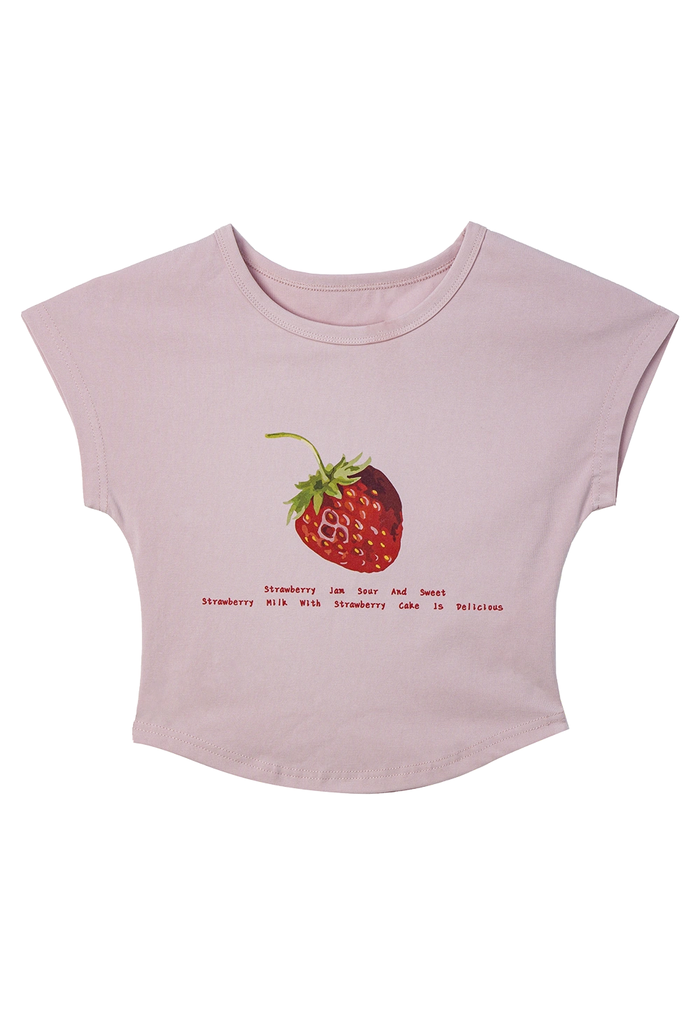 T-Shirt Potongan Cetakan Grafik Strawberi Wanita