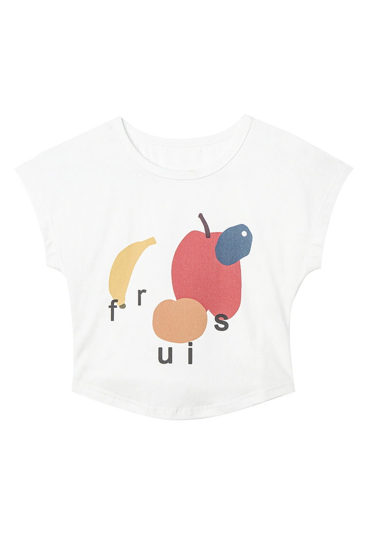 Camiseta corta con estampado gráfico de fresa para mujer